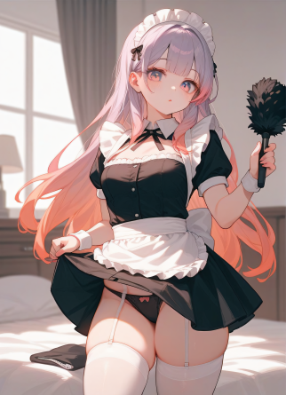 score_9,score_8_up,score_7_up,
1girl, kawaii, cute, petite, cosplay, makeup, maid uniform, panties, working, cleaning, holdi...