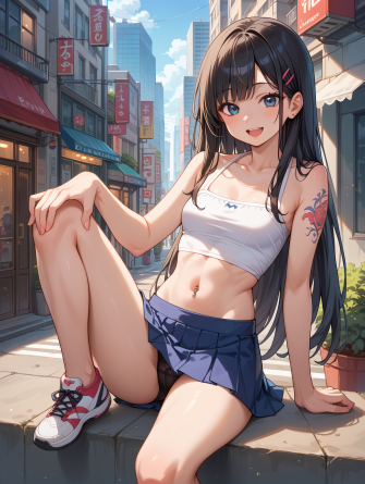 score_9, score_8_up, score_7_up, source_anime,
1girl, cute girl , city, city girl, open shoulders, petite, navel, mini skirt...