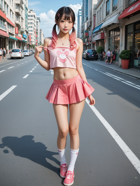 score_9, score_8_up, score_7_up,
extremely detailed, 1girl, Asian, cosplay, pink clothes, petite, flat breast, cute face, lo...