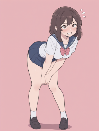 masterpiece,best quality,flat colors,
1girl, kawaii, medium breast, school uniform, mini skirt, standing, bending forward, l...