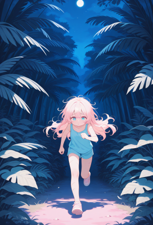 (pastel colors:1.3), 1girl, running, jungle, sad, sweat, long hair, messy hair, scars, night, cute girl, cute face,
masterpi...