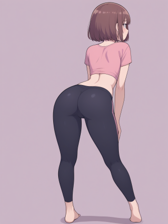 masterpiece, best quality, vibrant colors, cartoon,
1girl, kawaii, slip top, yoga pants, (pants down: 1), (panties: 1), stan...