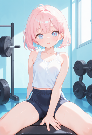 (pastel colors:1.3), 1girl, gym, tight shorts, tank top, sweat, mouth open, cute face,
masterpiece,best quality,amazing qual...