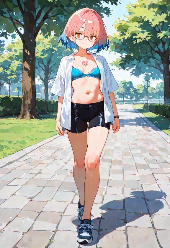 masterpiece, best quality, amazing quality, 1girl, mature, solo, short hair, gradient hair, glasses, upper body, petite, flat...