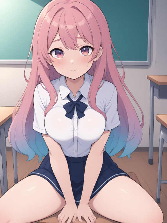 masterpiece, best quality, vibrant colors,
1girl, kawaii, medium breast, school uniform, medium breast, breast press, mini s...